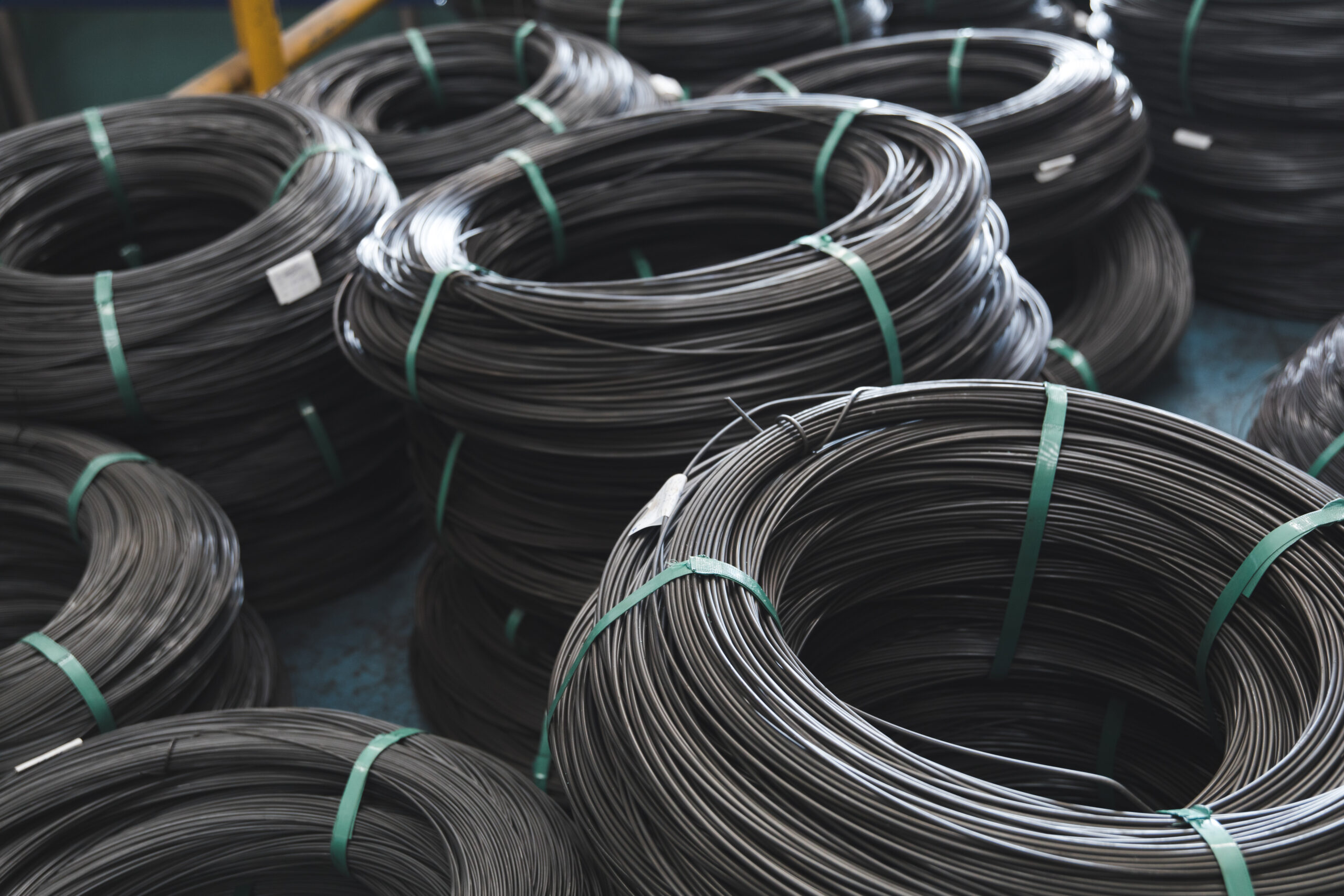 Several coils of cold heading quality wire